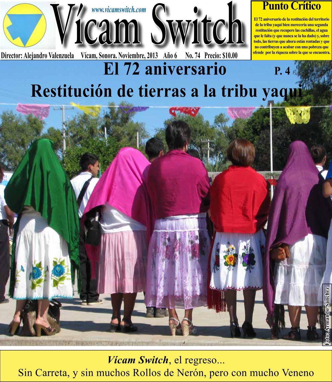 Portada: Restitución de tierras a la tribu yaqui
